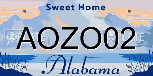 AOZO02 Alabama License Plate