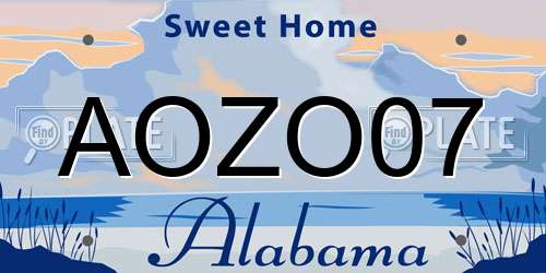 AOZO07 Alabama License Plate