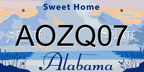 AOZQ07 Alabama License Plate