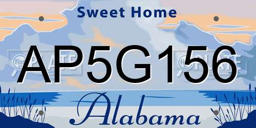 AP5G156 Alabama License Plate