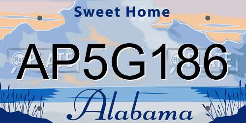 AP5G186 Alabama License Plate