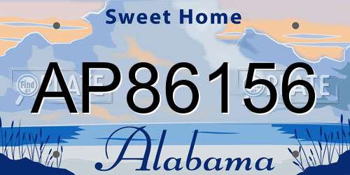 AP86156 Alabama License Plate