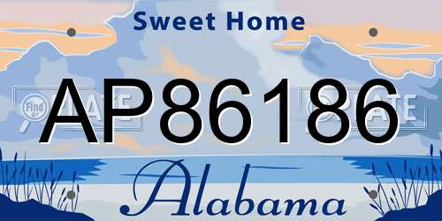 AP86186 Alabama License Plate
