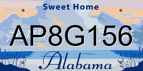 AP8G156 Alabama License Plate