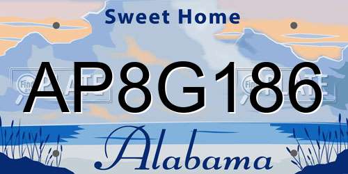 AP8G186 Alabama License Plate