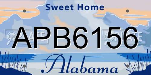 APB6156 Alabama License Plate