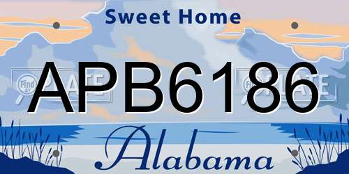 APB6186 Alabama License Plate