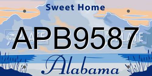 APB9587 Alabama License Plate