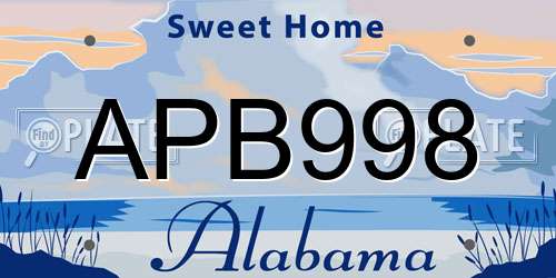 APB998 Alabama License Plate
