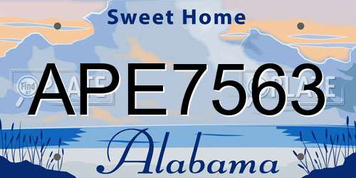 APE7563 Alabama License Plate
