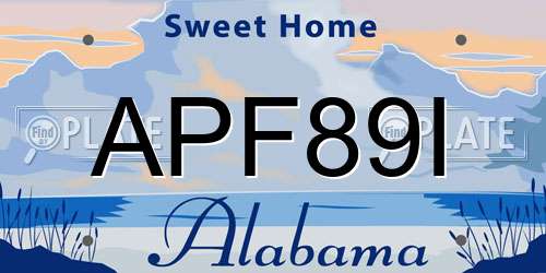 APF89I Alabama License Plate