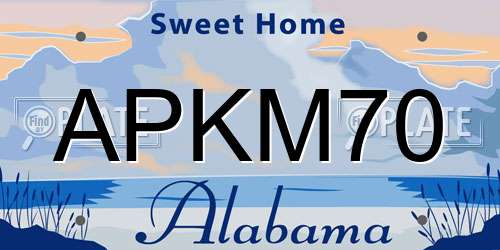 APKM70 Alabama License Plate