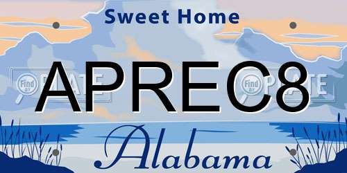 APREC8 Alabama License Plate