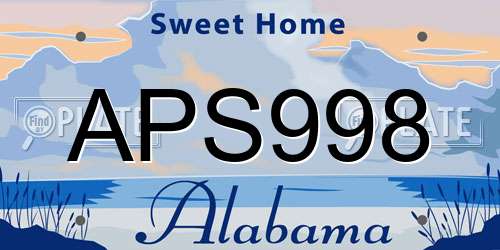 APS998 Alabama License Plate