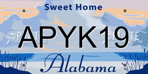 APYK19 Alabama License Plate