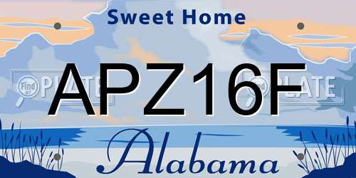 APZ16F Alabama License Plate