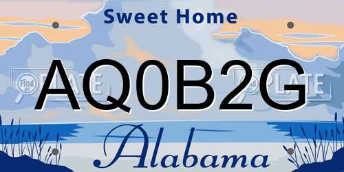 AQ0B2G Alabama License Plate