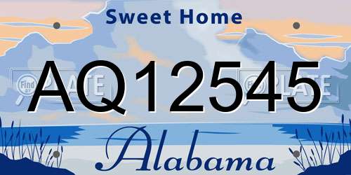 AQ12545 Alabama License Plate