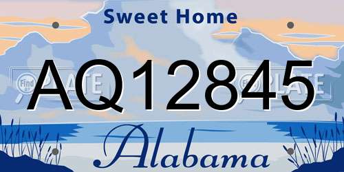 AQ12845 Alabama License Plate
