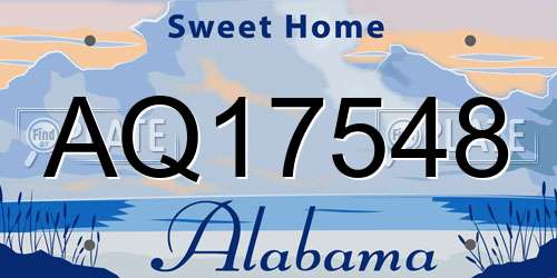 AQ17548 Alabama License Plate
