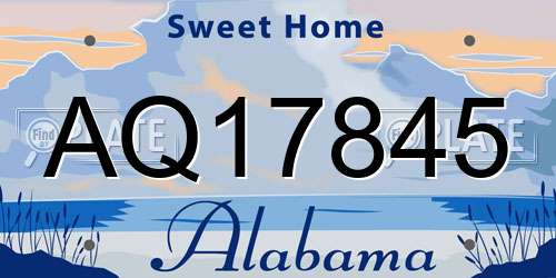 AQ17845 Alabama License Plate