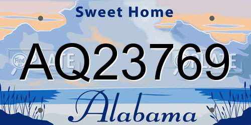 AQ23769 Alabama License Plate