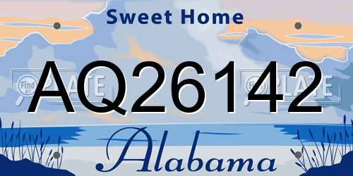 AQ26142 Alabama License Plate