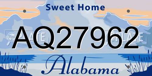 AQ27962 Alabama License Plate