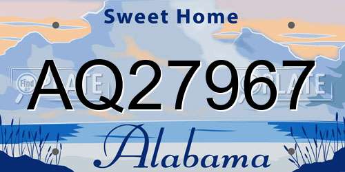 AQ27967 Alabama License Plate