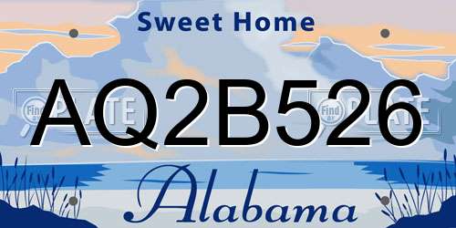 AQ2B526 Alabama License Plate