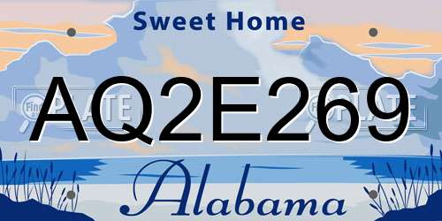 AQ2E269 Alabama License Plate