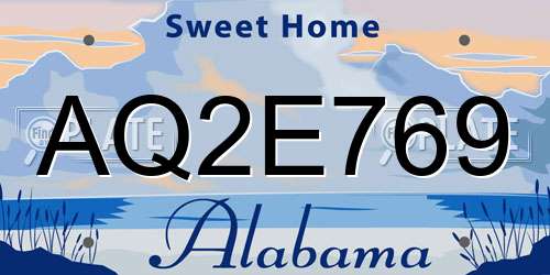 AQ2E769 Alabama License Plate