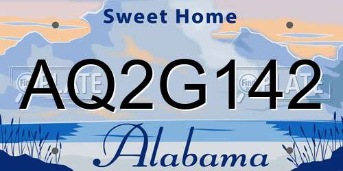 AQ2G142 Alabama License Plate