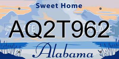 AQ2T962 Alabama License Plate