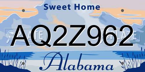 AQ2Z962 Alabama License Plate