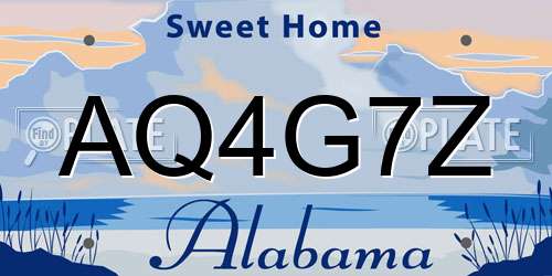 AQ4G7Z Alabama License Plate