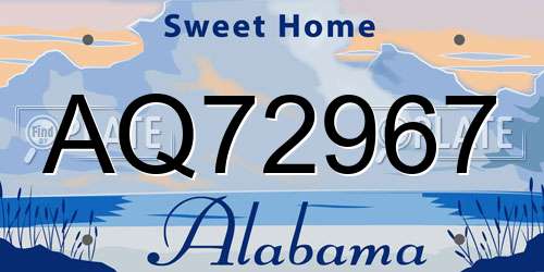 AQ72967 Alabama License Plate