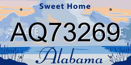 AQ73269 Alabama License Plate