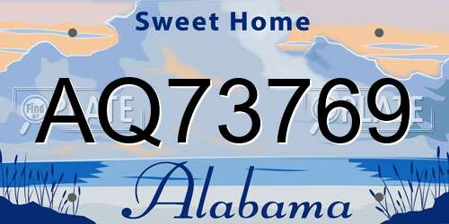 AQ73769 Alabama License Plate