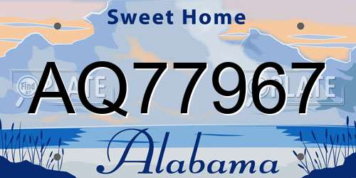 AQ77967 Alabama License Plate