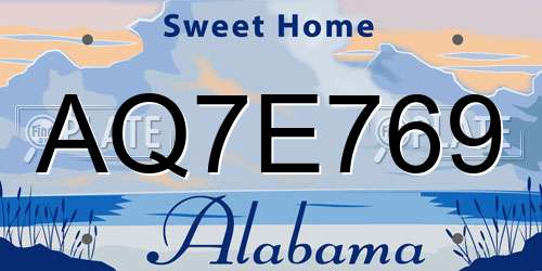 AQ7E769 Alabama License Plate