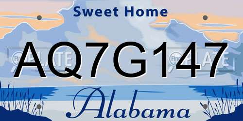 AQ7G147 Alabama License Plate