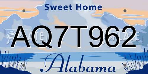 AQ7T962 Alabama License Plate