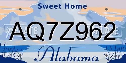 AQ7Z962 Alabama License Plate