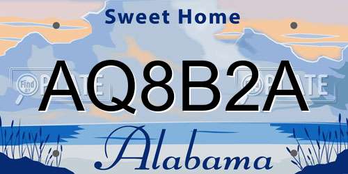 AQ8B2A Alabama License Plate