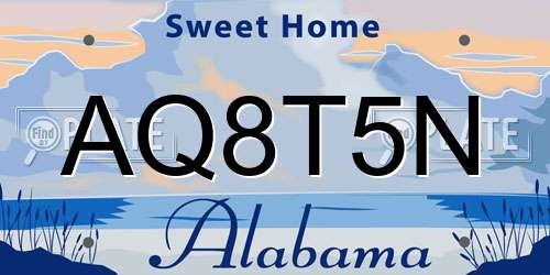 AQ8T5N Alabama License Plate