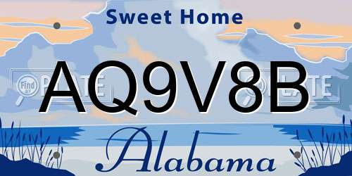 AQ9V8B Alabama License Plate