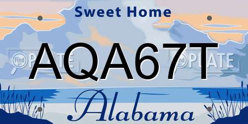 AQA67T Alabama License Plate