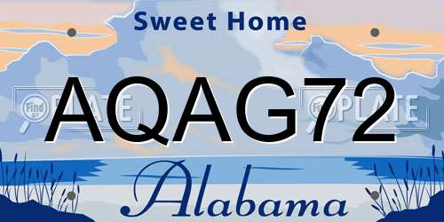 AQAG72 Alabama License Plate