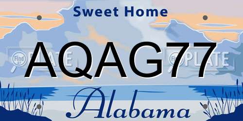 AQAG77 Alabama License Plate